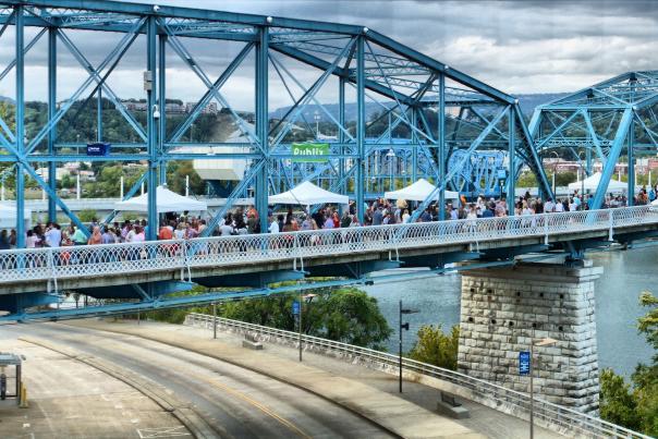 Wine Over Water - Wide shot of Bridge during event