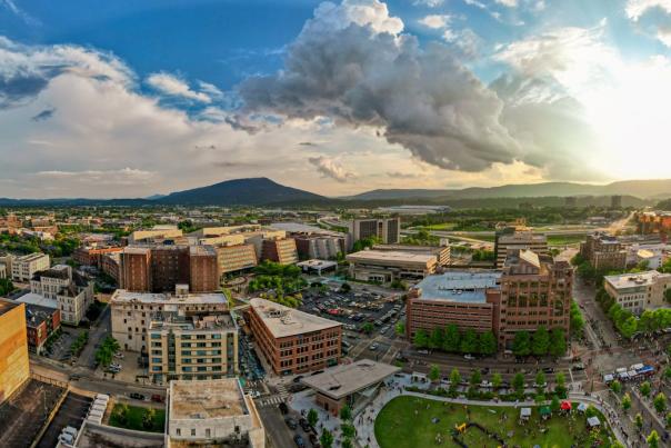 panorama of downtown in summer 2021