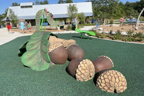 climbable acorns at Little Debbie Park Playground